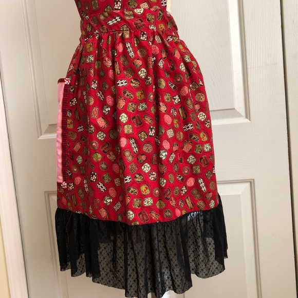 NEW Pinafore Apron Hostess Novelty Reversible Cottage Core Custom Made Sz L - Picture 4 of 16